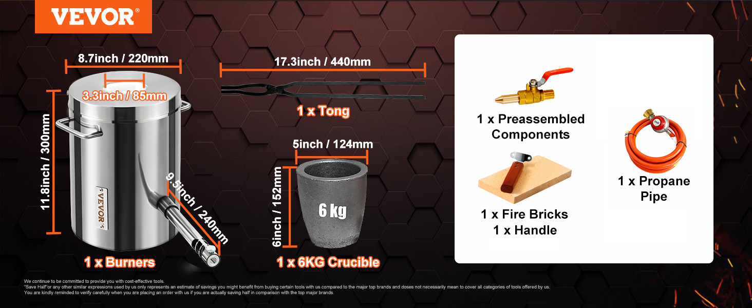 Horno de fusión, 6 kg, acero inoxidable