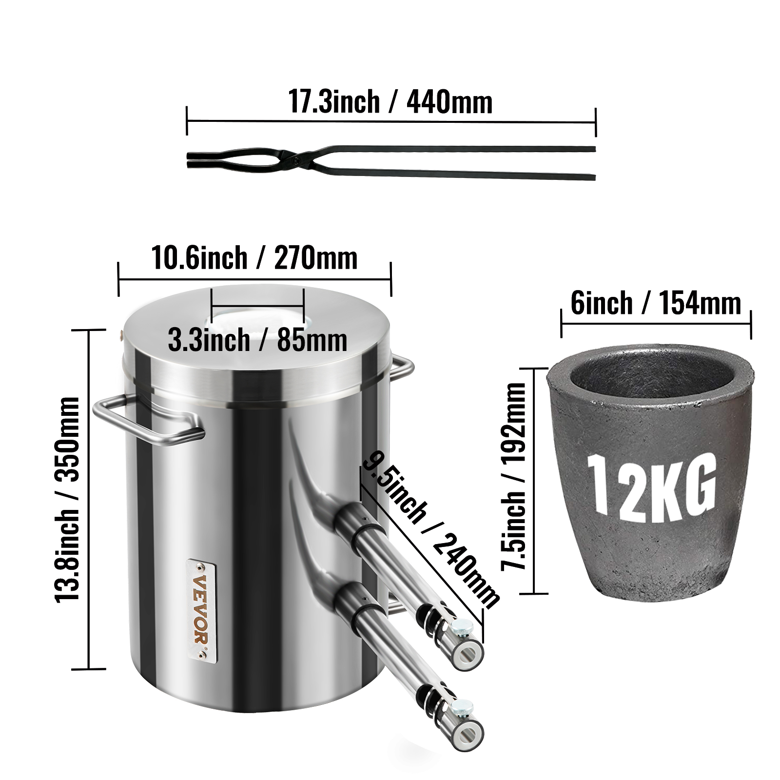 Kit Fornace A Propano Da 28 Libbre/12,8 Kg Con Crogiolo E Pinze - Foto 3