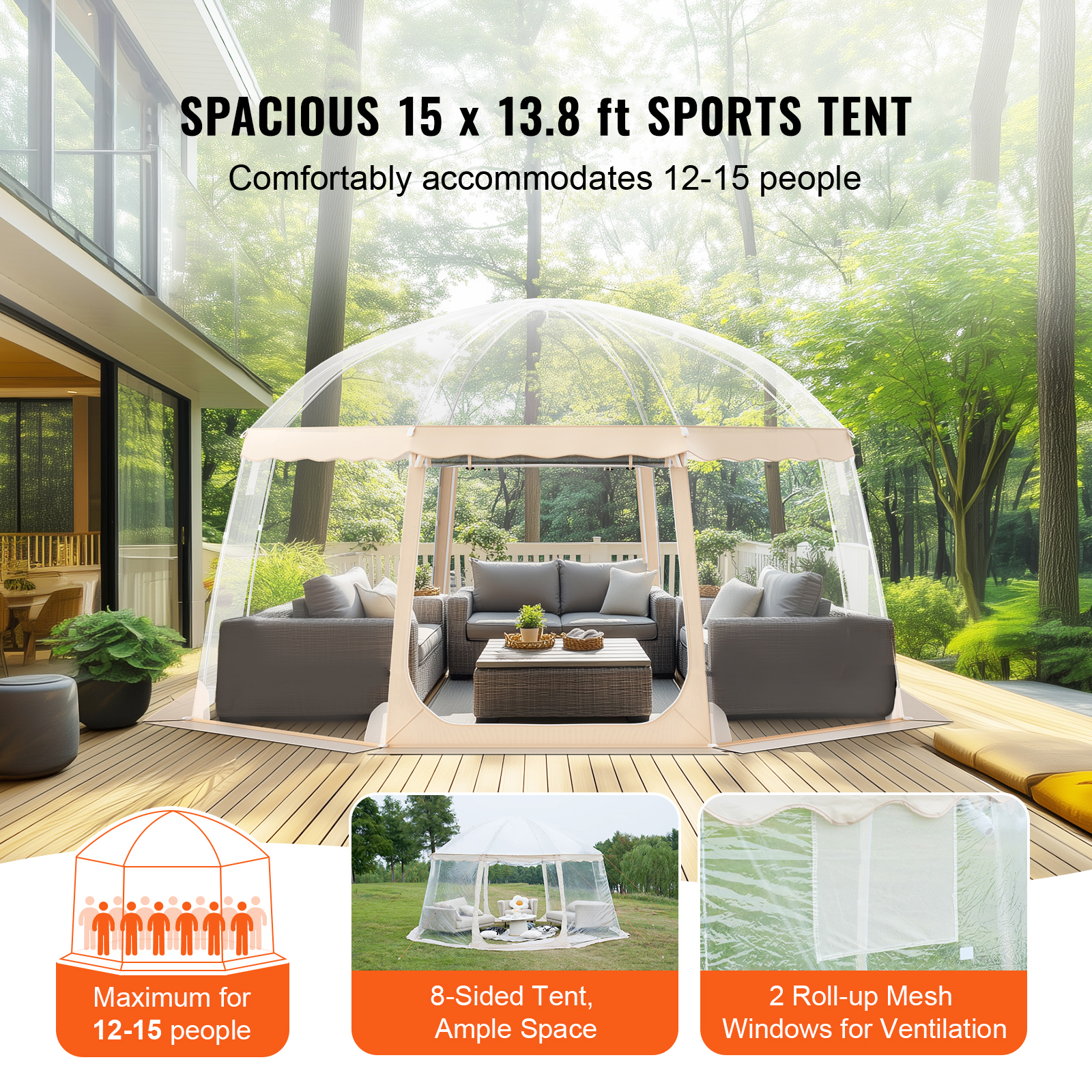 Bubble Tent Pop-Up Weatherproof Sports 50"x50"/72"x72"/10'x10'/12'x12'/15'x15' - Picture 9 of 62