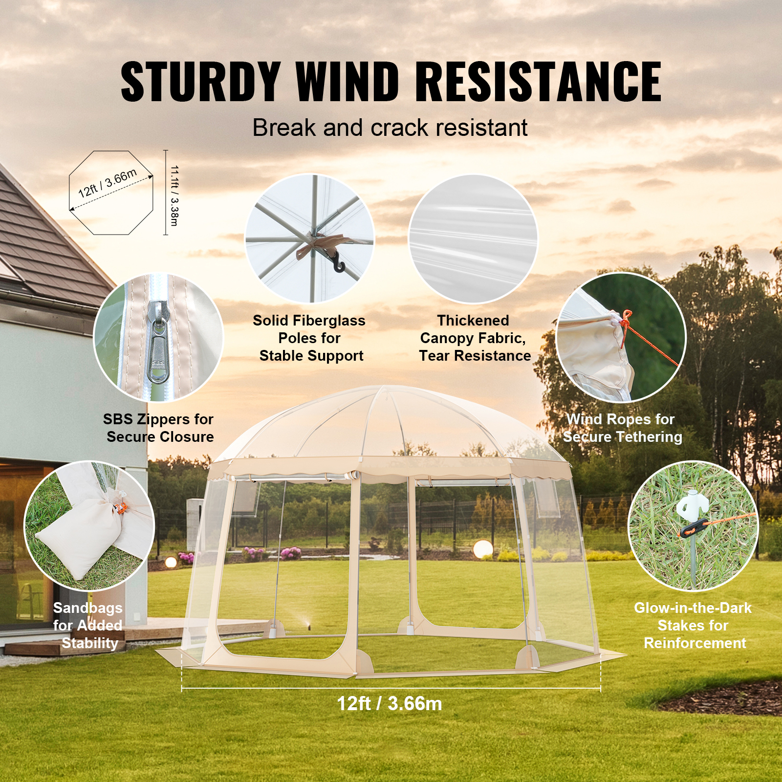 Bubble Tent Pop-Up Weatherproof Sports 50"x50"/72"x72"/10'x10'/12'x12'/15'x15' - Picture 42 of 62
