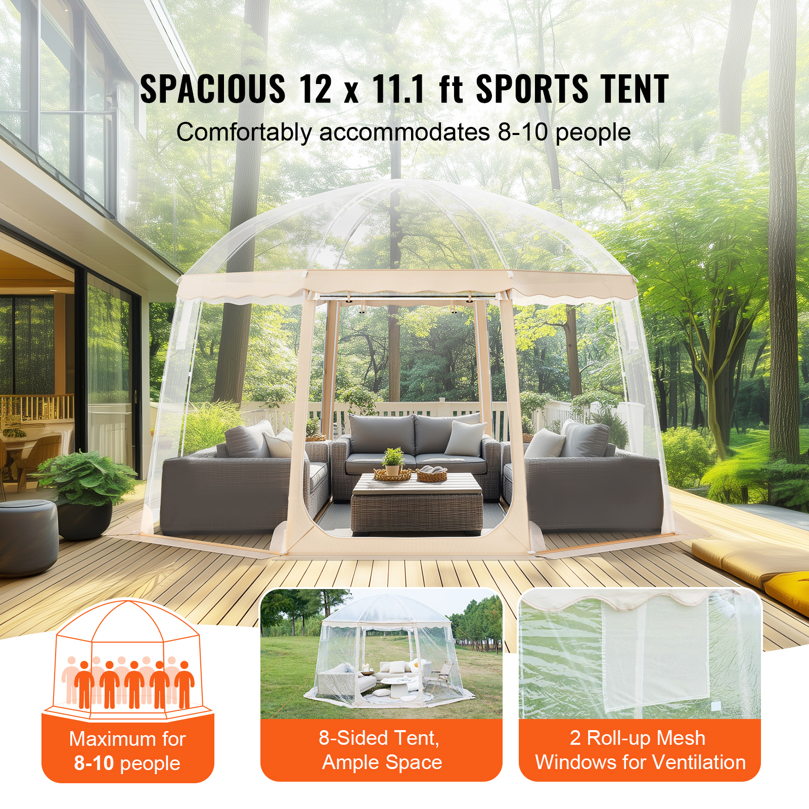 Bubble Tent Pop-Up Weatherproof Sports 50"x50"/72"x72"/10'x10'/12'x12'/15'x15' - Picture 45 of 62