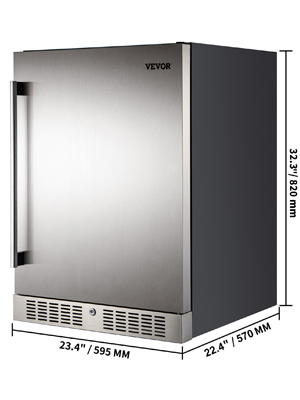VEVOR 24 Undercounter Refrigerator, 2 Drawer Built-in Beverage  Refrigerator with Touch Panel, 5.12 Cu.ft. Capacity, Waterproof Indoor and  Outdoor