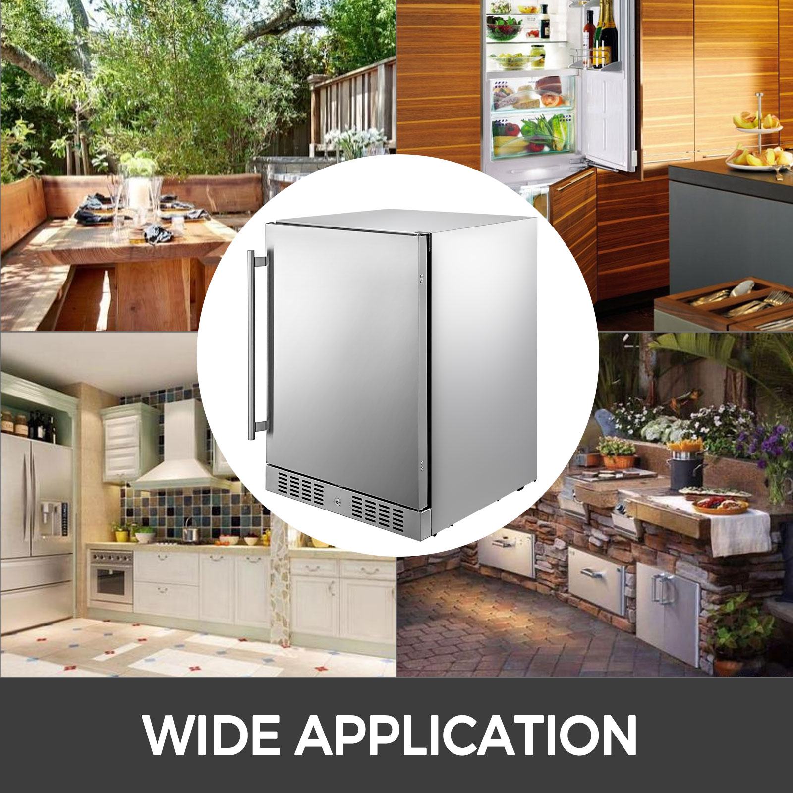 VEVOR 150L Outdoor Refrigerator, 24" Builtin Undercounter Refrigerator, 5.3 cu.ft. Builtin