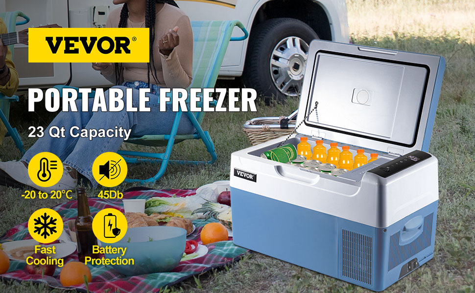 VEVOR 12v Car Freezer Mini Car Refrigerator 23Qt Portable Refrigerator  Camping | VEVOR US