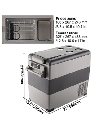 VEVOR Mini Car Refrigerator Fridge Freezer 20L 22L 35L 45L 55L Portable Compressor Cooler 12V/24V DC 110-240V for Camping Picni1