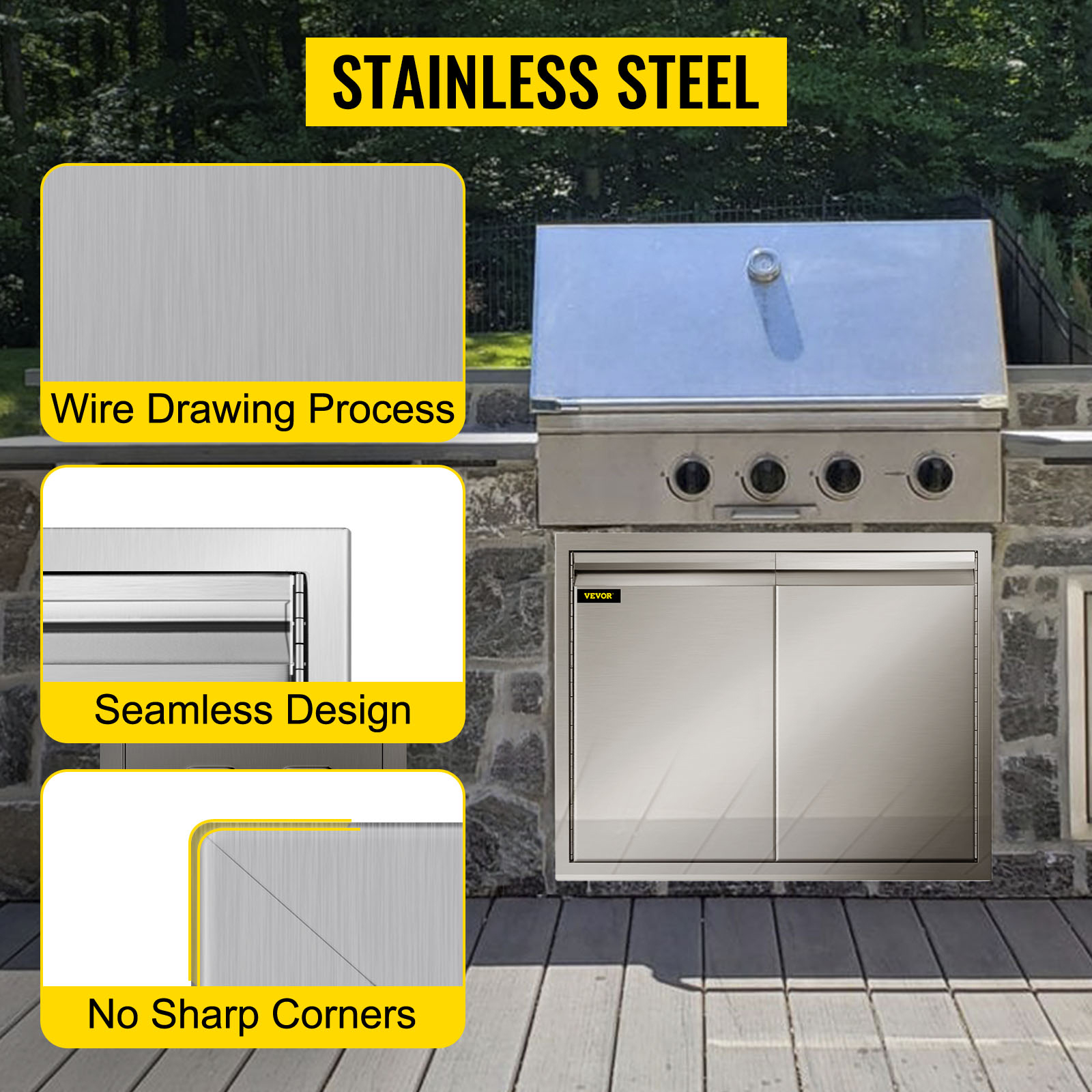 Vevor Double Access Door Outdoor Kitchen Door 32wx21h Inch Stainless