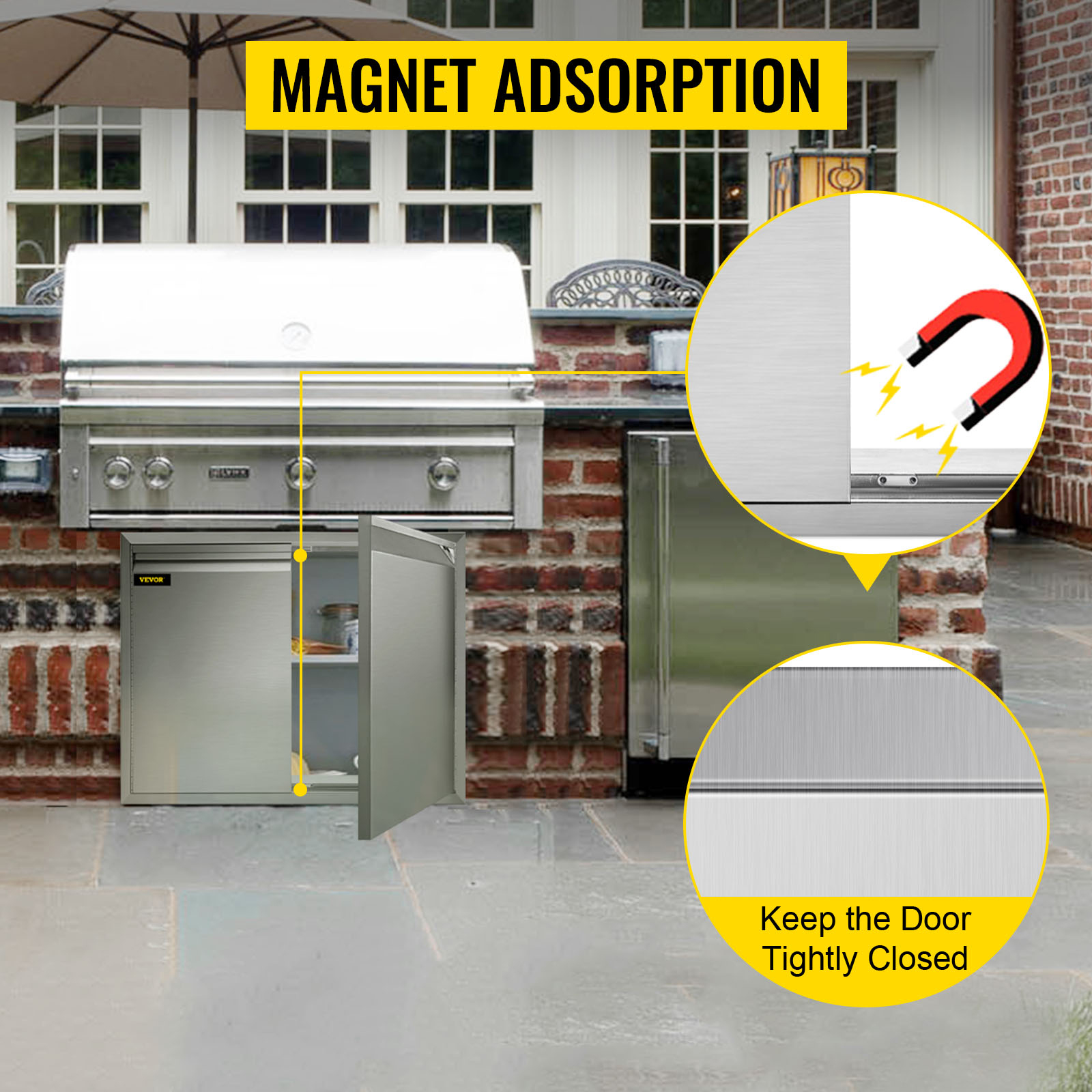 Vevor Double Access Door Outdoor Kitchen Door 32wx21h Inch Stainless Steel Door VEVOR US