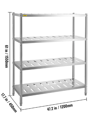 VEVOR Storage Shelf, 5-Tier Storage Shelving Unit, Stainless Steel Garage  Shelf, 47.2 x 17.7 x 70.9 inch Heavy Duty Storage Shelving, 661 Lbs Total