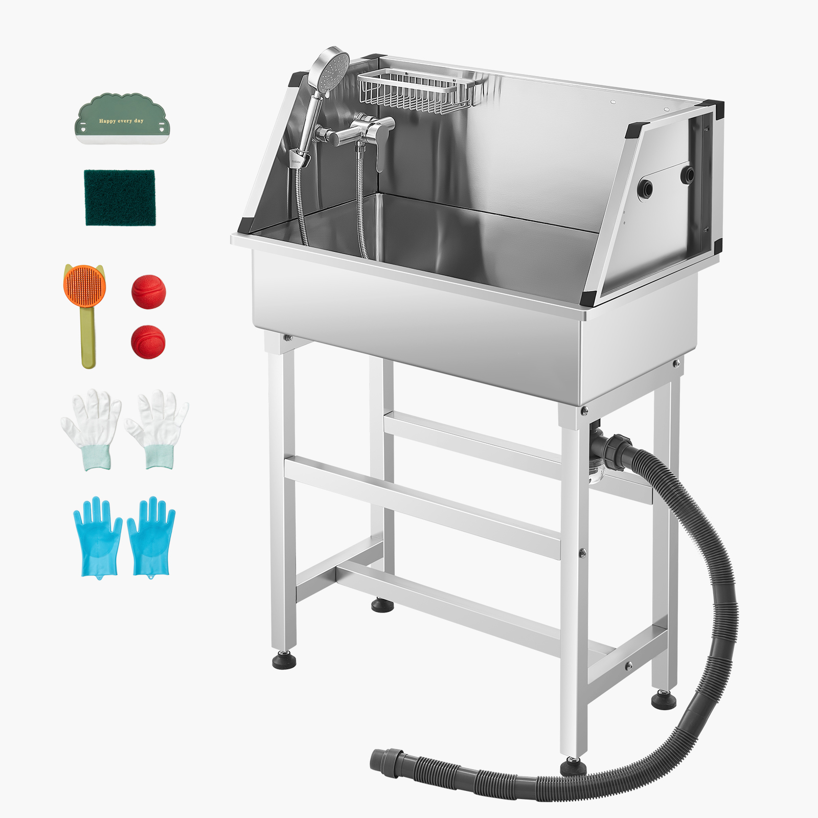 Uimoso 34"/38"/50"/61"/62" Pet Dog Grooming Tub w/ Stair & R