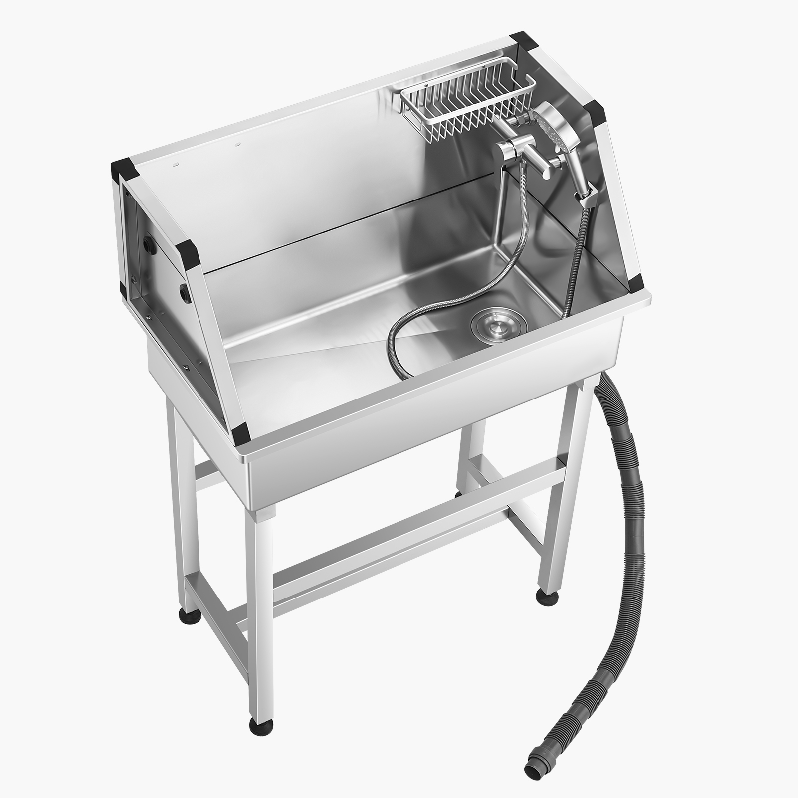 Uimoso 34"/38"/50"/61"/62" Pet Dog Grooming Tub w/ Stair & Ramp Stainless Steel