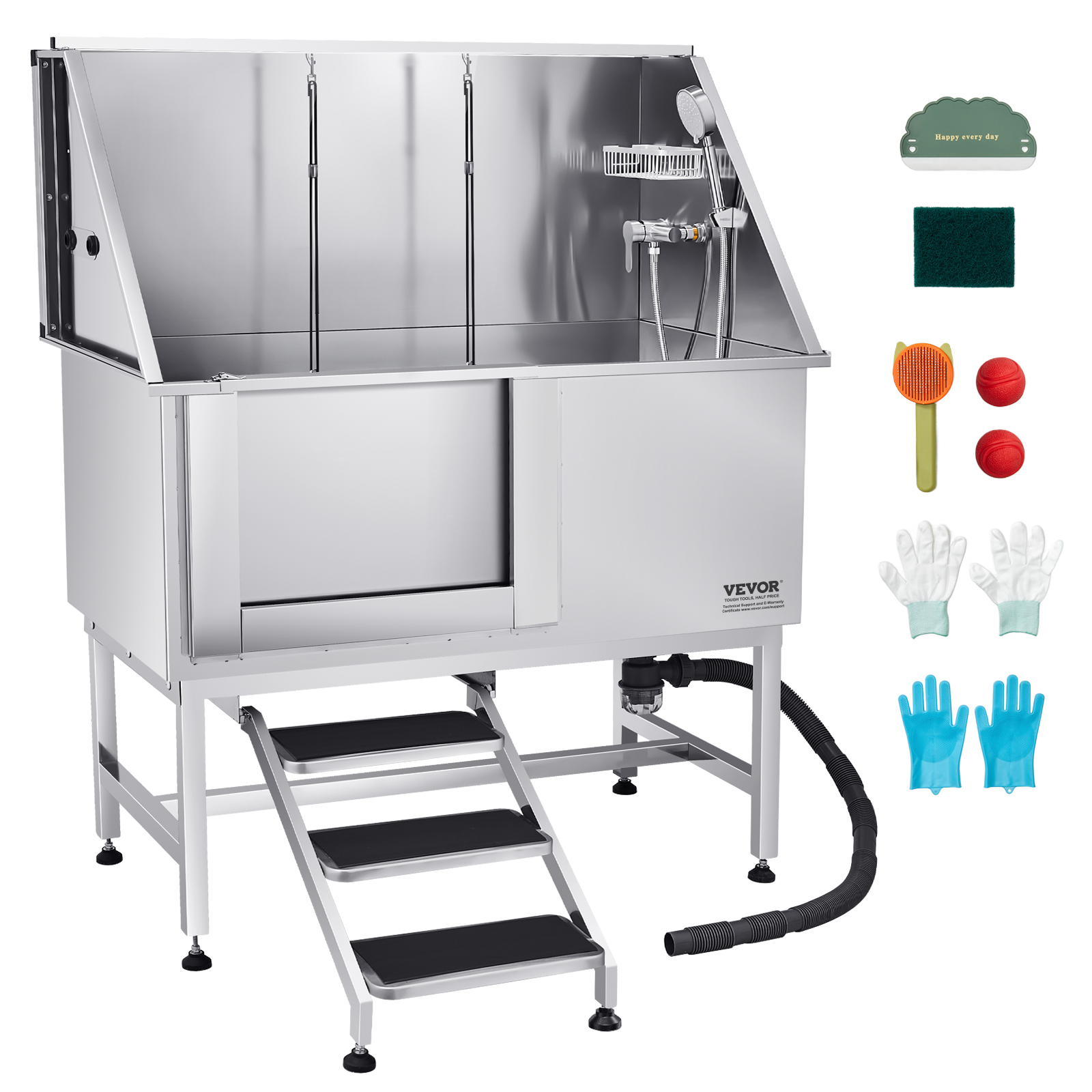 Uimoso 34"/38"/50"/61"/62" Pet Dog Grooming Tub w/ Stair & R