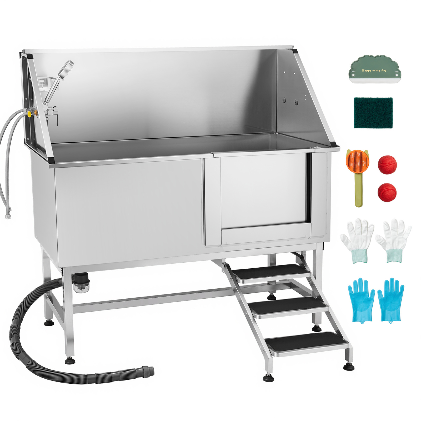 Uimoso 34"/38"/50"/61"/62" Pet Dog Grooming Tub w/ Stair & R
