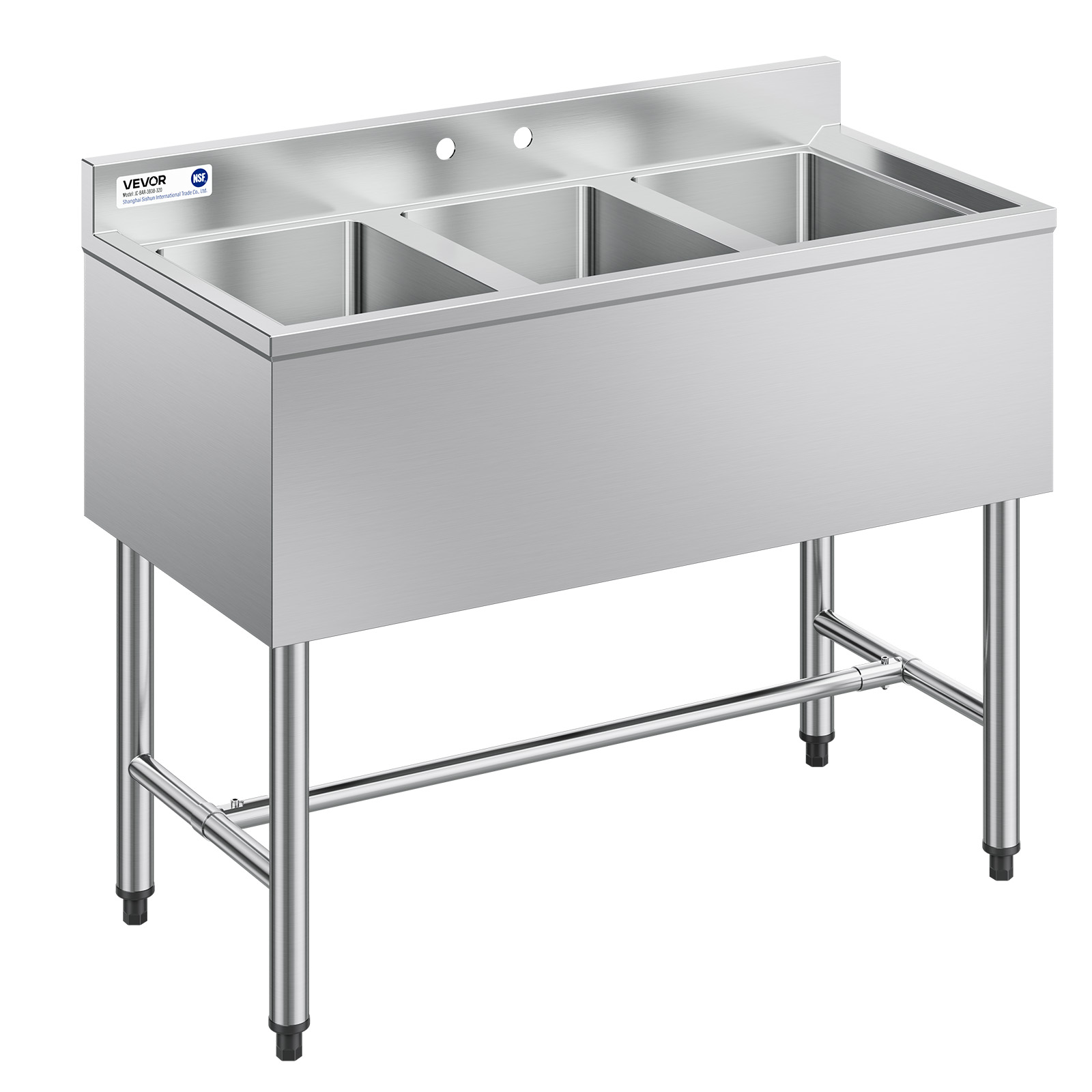 Uimoso Stainless Steel Commercial Hand Wash Sink with Backsplash, Multiple Sizes