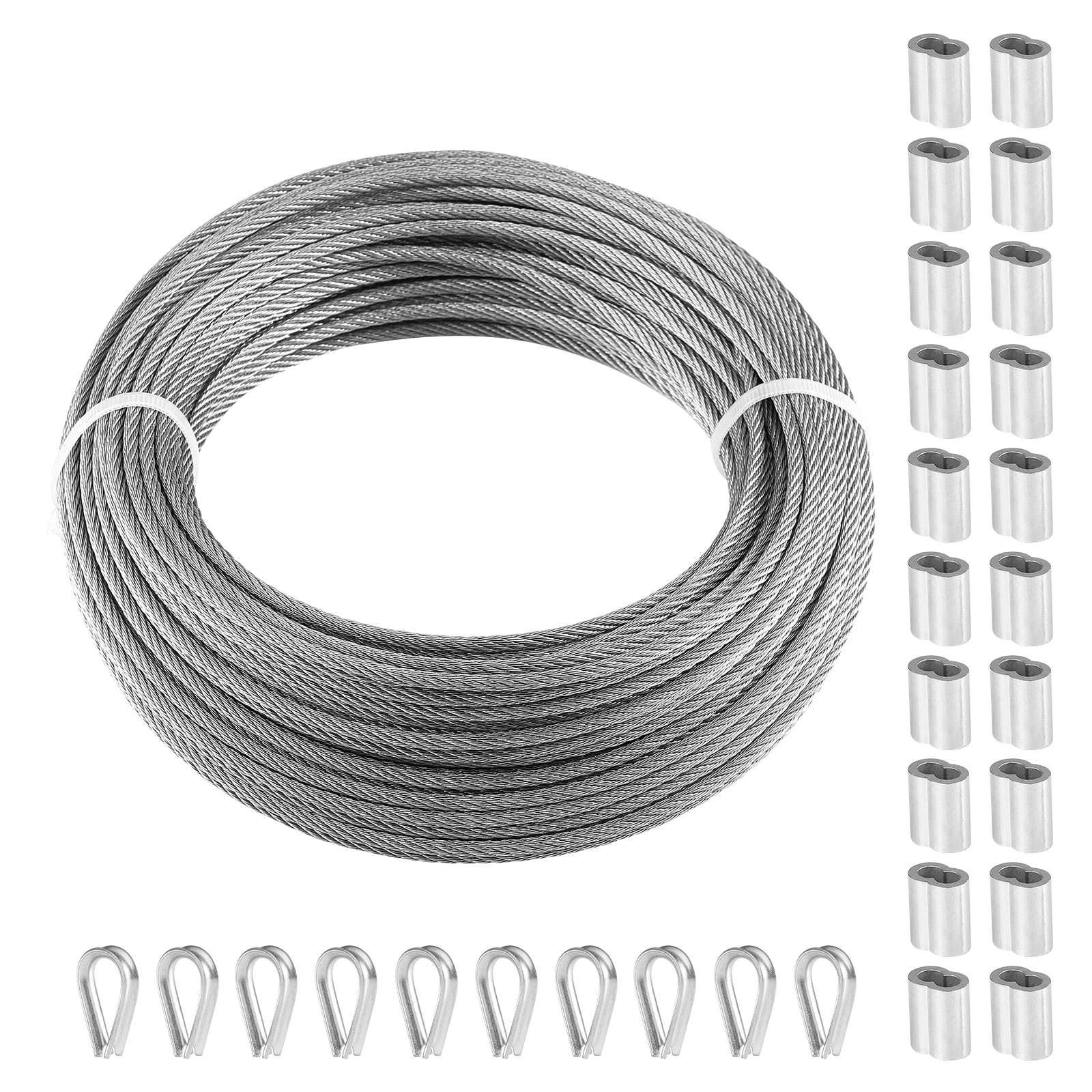 400ft T304 Stainless Steel Wire Rope 1/16" 7x7 Strand Core - 96 Lb Working Load Limit