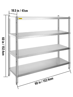 shelving unit, stainless steel, 4 tiers