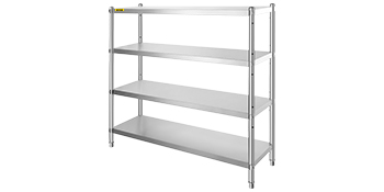 shelving unit, stainless steel, 4 tiers