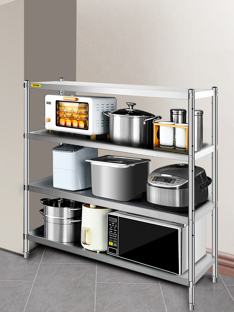 VEVOR Stainless Steel Kitchen Shelving Adjustable Shelf Storage Heavy Duty Shelving for Kitchen Commercial Office - 5-Tier(48in)