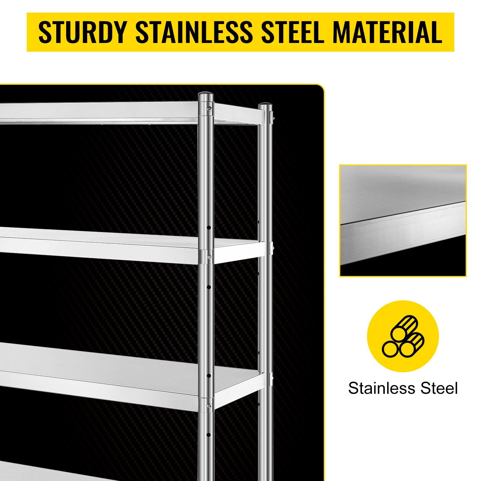 shelving unit, stainless steel, 5 tiers