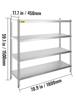 Stainless Steel Shelving,59.5 lbs,4-Tier