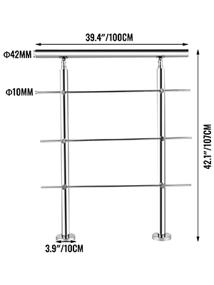 Vevor Ringhiera Scala Ad Angolo In Acciaio Inox 3 Barre Trasversali