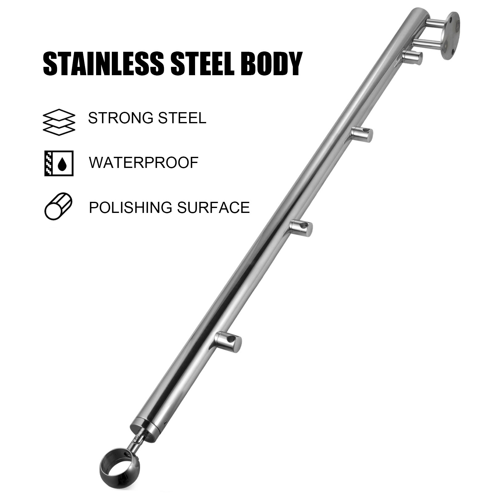 Vevor Adjustable Angle Stair Rail Stair Banister Handrail With 4 Crossbarholes VEVOR US