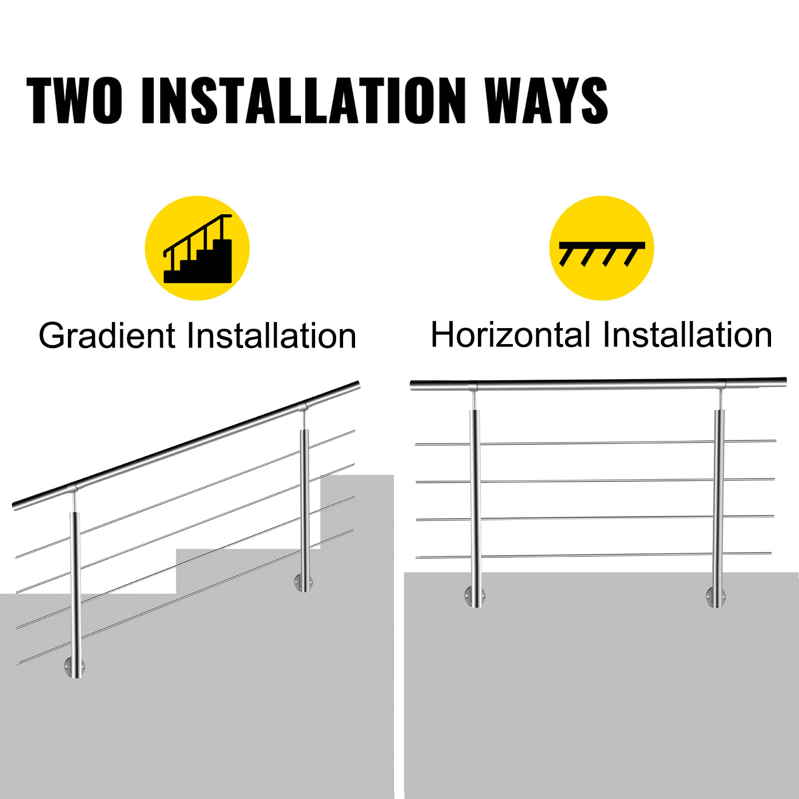 VEVOR Adjustable Angle Stair Rail, 100CM Rail Stair Banister Handrail ...