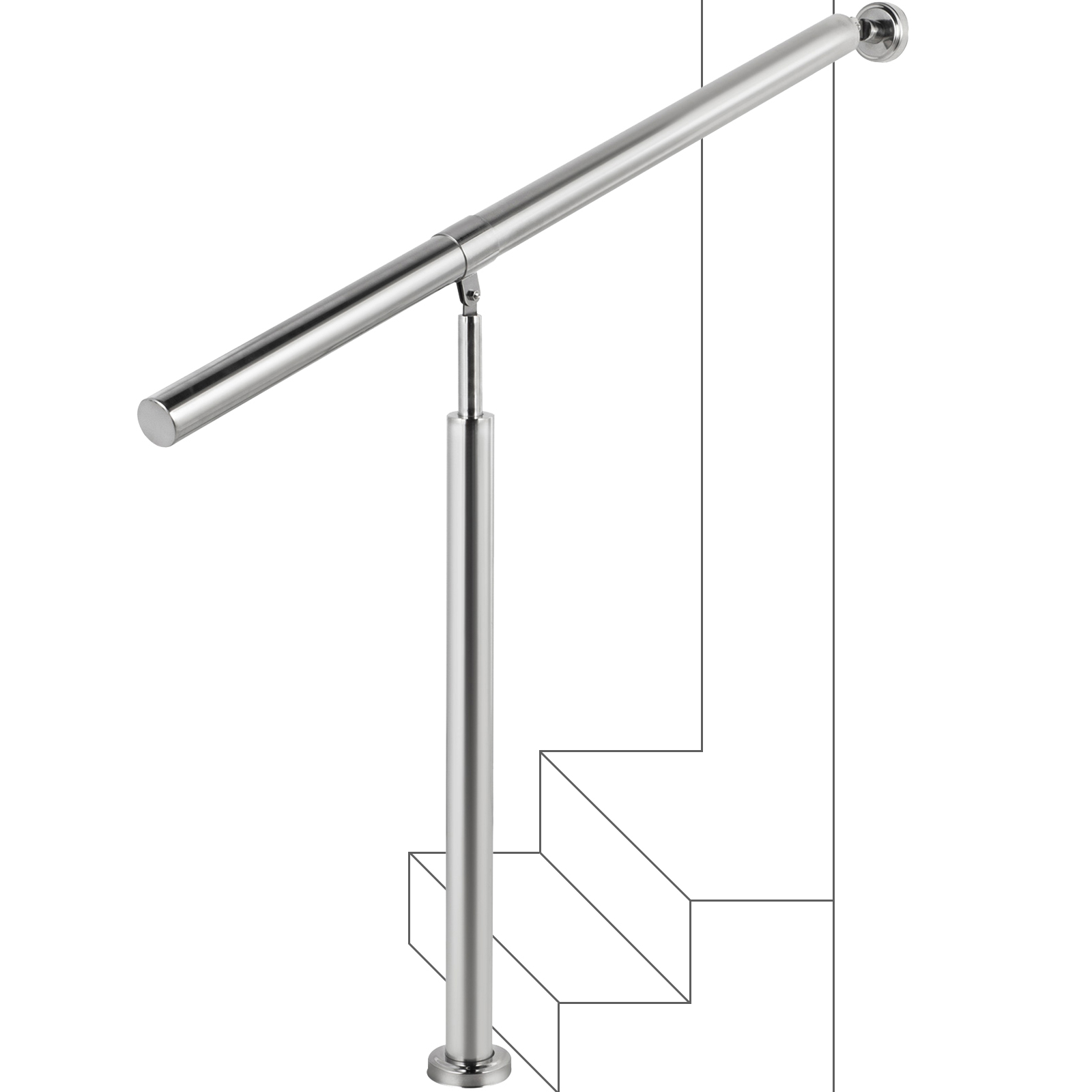 Outdoor Step Railing,Stainless Steel,3/5 Step