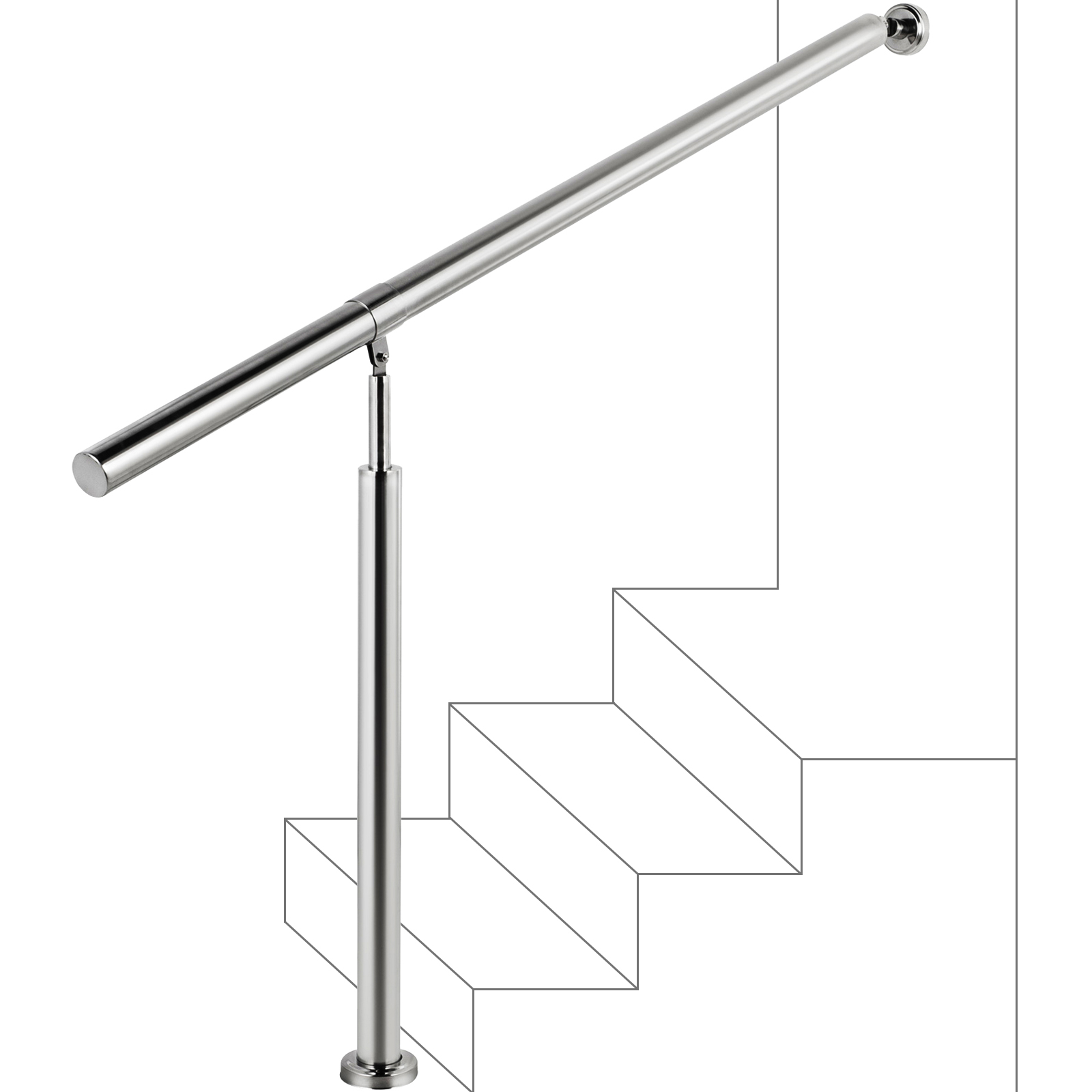 Outdoor Step Railing,Stainless Steel,3/5 Step