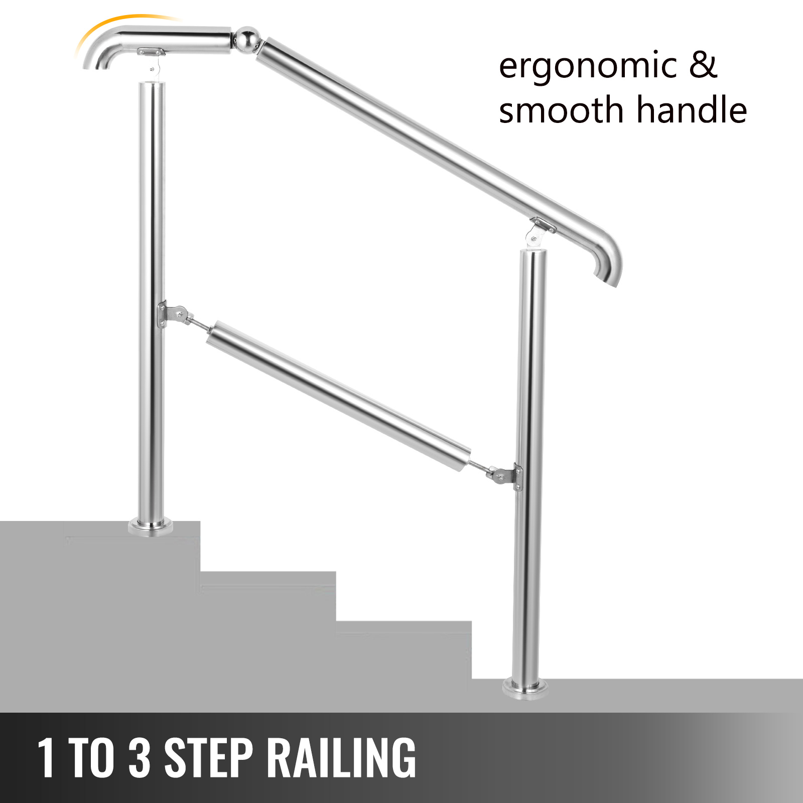 VEVOR 3 Step Railing Stainless Steel Transitional Handrail fit for ...