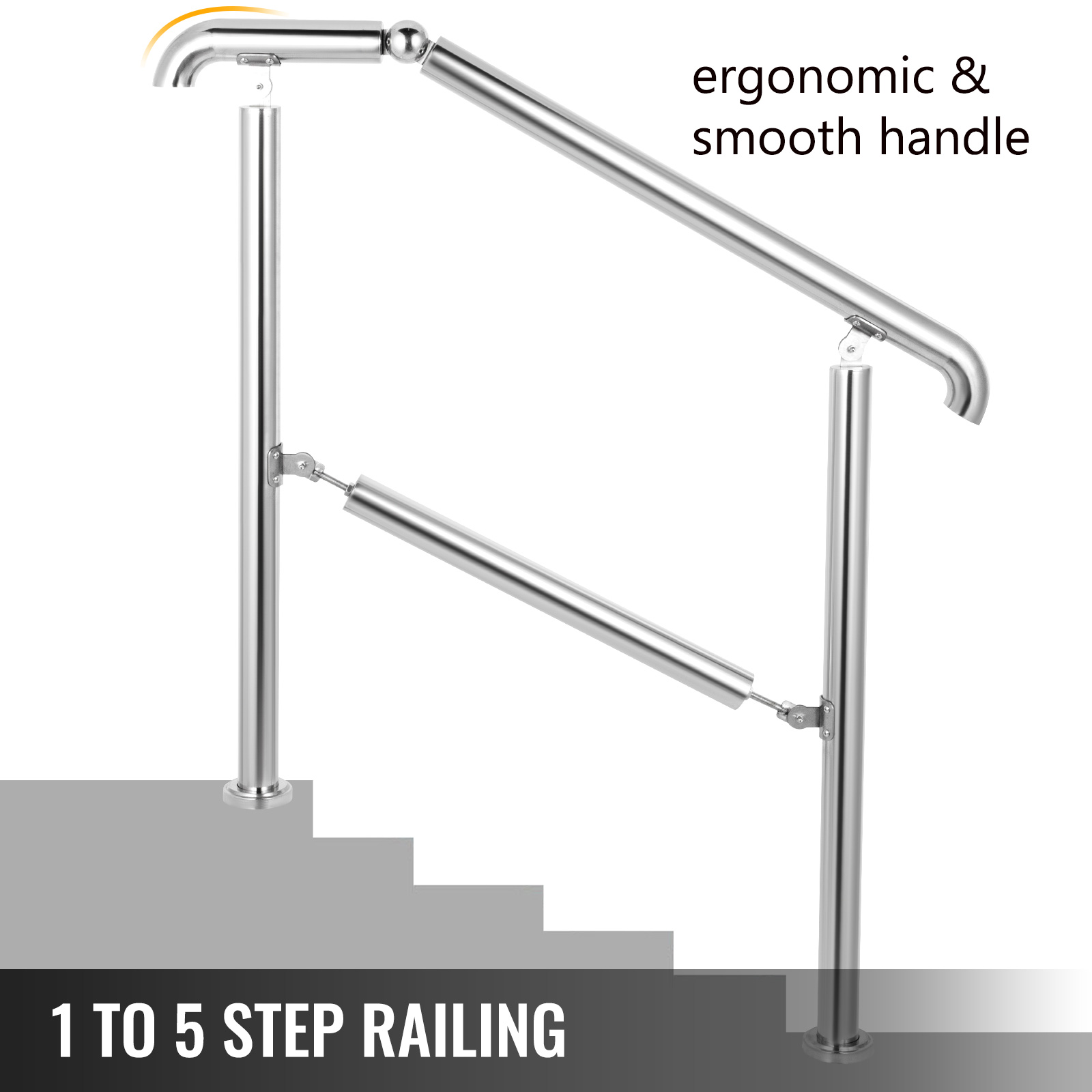 VEVOR VEVOR 5 Step Railing Stainless Steel Transitional Handrail fit ...