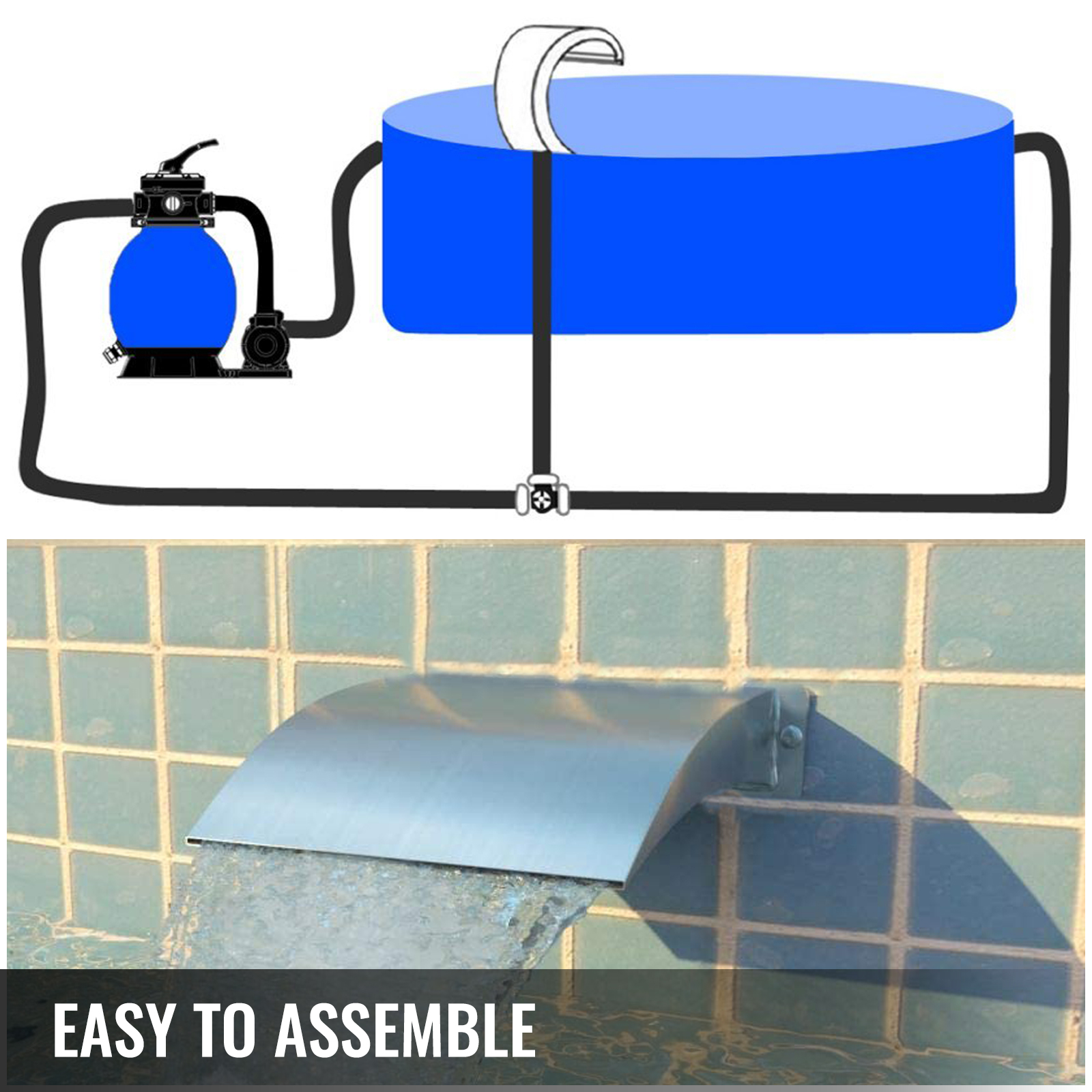 VEVOR Schwalldusche Pool 30 X 60 X 45 Cm Schwallbrause