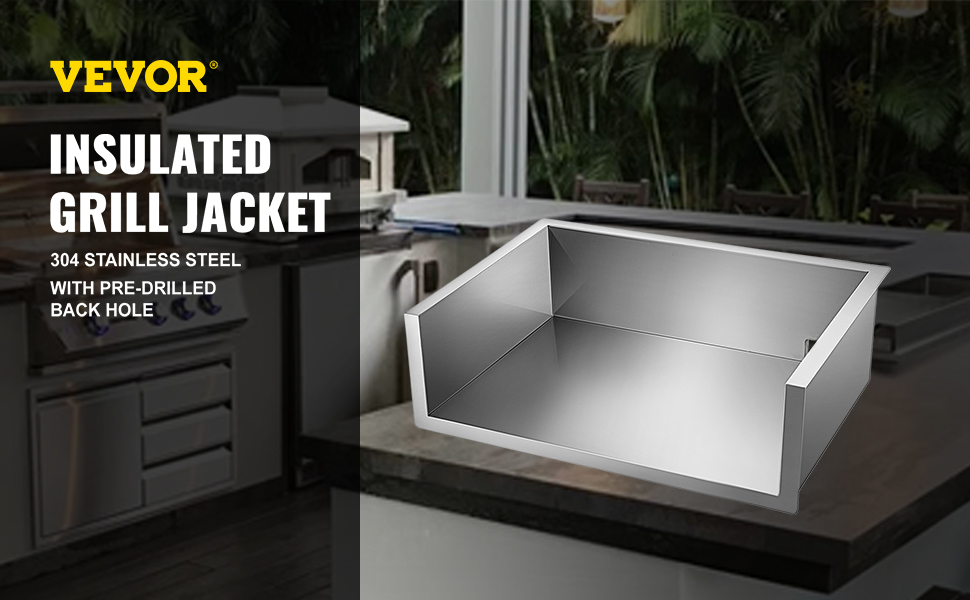 Vevor Insulated Jacket For Gas Grill, Grill Jacket 41.2"x23", For 5