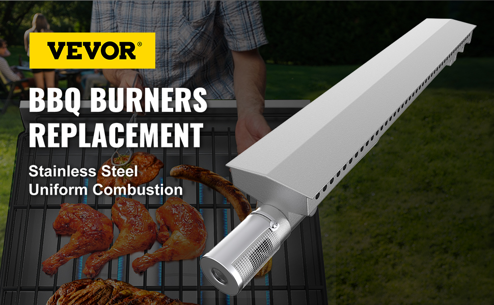 VEVOR Grill Burners, Stainless Steel BBQ Burners Replacement, 1 Pack
