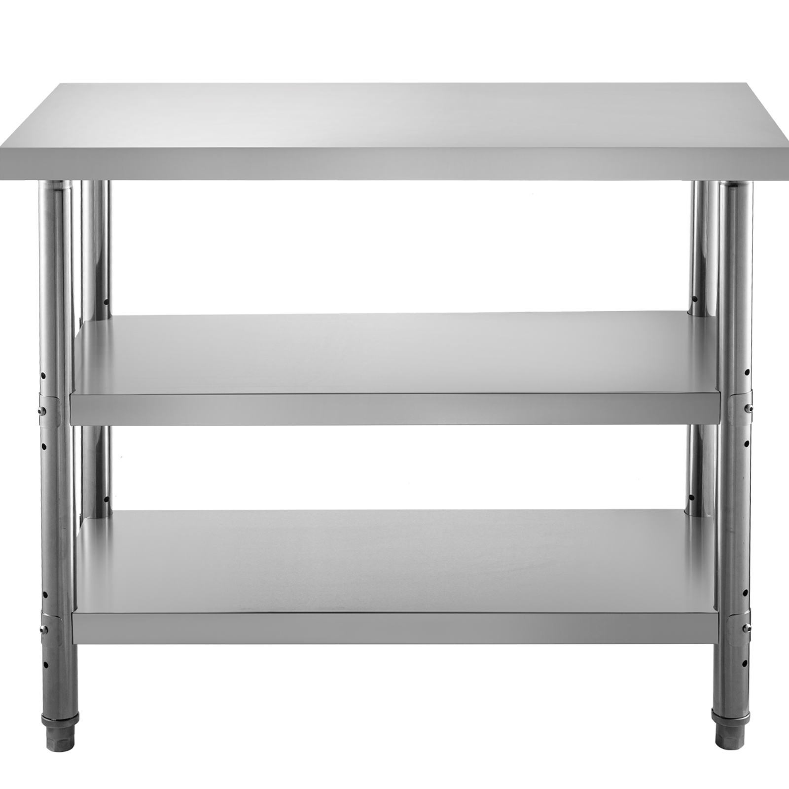 Mesa de trabajo comercial, mesa de trabajo plegable de 48 x 30 pulgadas,  mesa plegable de acero inoxidable de doble estante, mesa de trabajo de  cocina