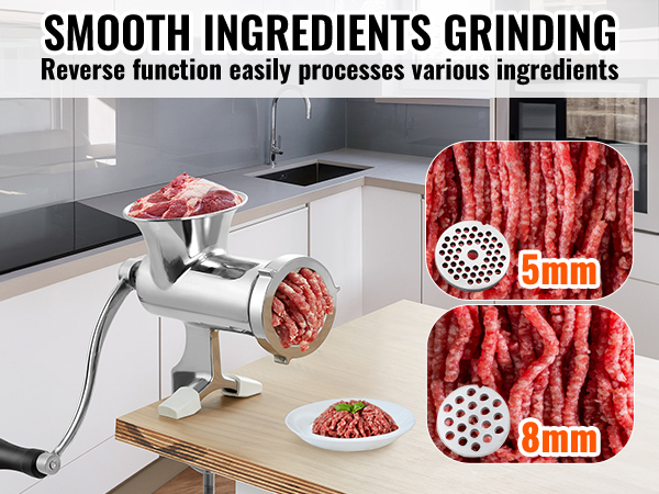 VEVOR Electric Meat Grinder 8.3 lb/min 650W(3800W Max) Industrial Meat Mincer with 2 Blade 3 Grinding Plates Sausage Kit 304 Stainless Steel