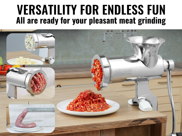 VEVOR Manual Meat Grinder, 304 Stainless Steel Hand Meat Grinder