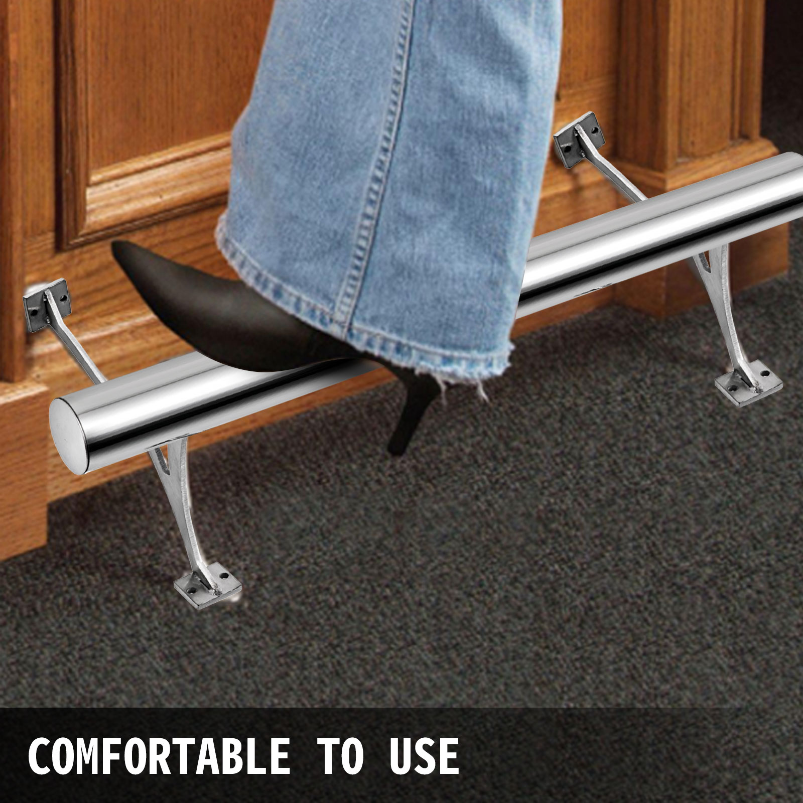 VEVOR 4FT Length Bar Foot Rail Kit，2''OD Solid Mount Brushed Stainless