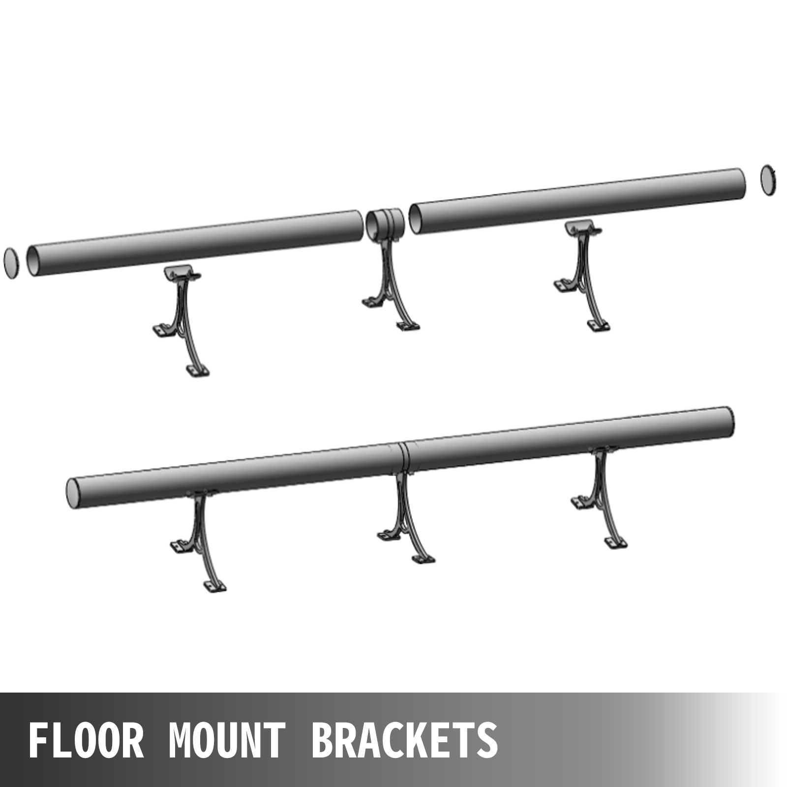 VEVOR 2''OD Bar Foot Rail Kit 6FT Long Solid Bar Mount Foot Rail Kit