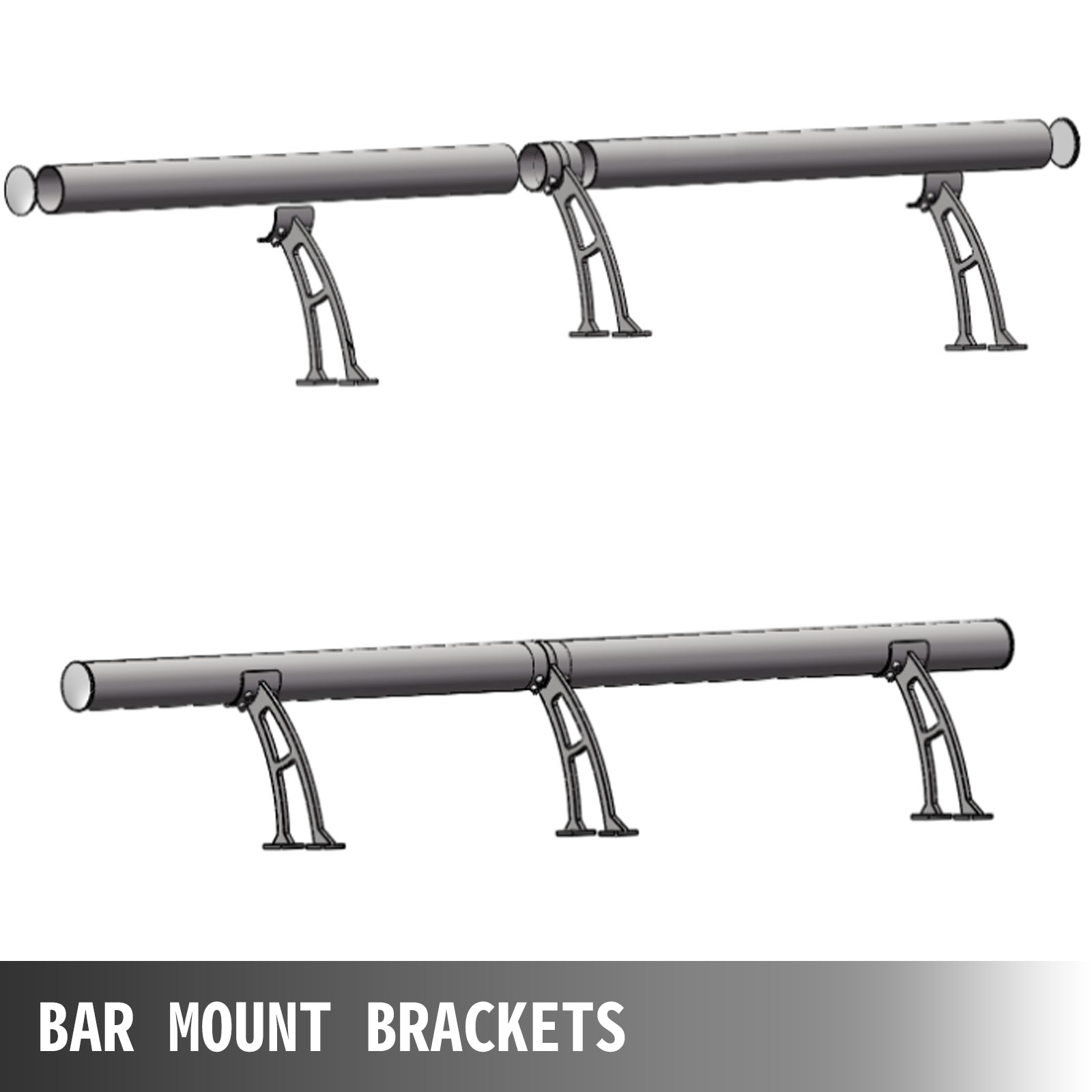 VEVOR 7FT Length Bar Foot Rail Kit,2''OD Solid Brushed Stainless Steel