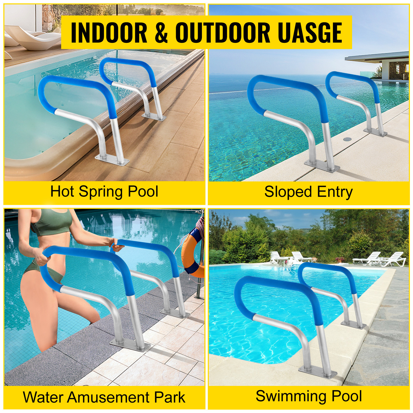 Manicotto Antiscivolo Per Corrimano Piscina In Neoprene Blu - Copertura Di Sicurezza Con Cerniera Da 1,8 Mt Per Ringhiere - Riduce Il Rischio Di Cadute