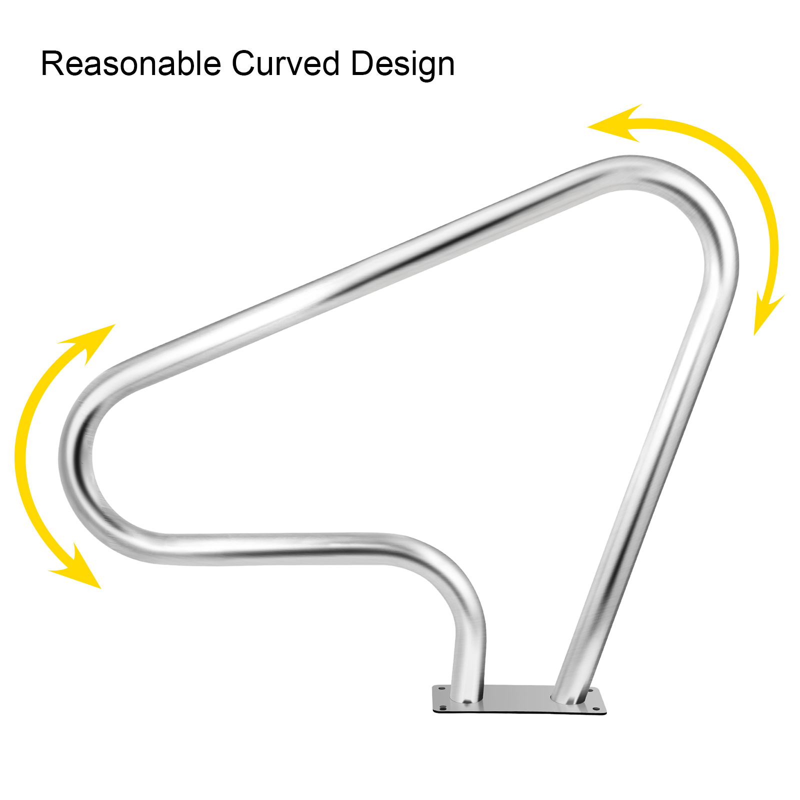 VEVOR Zwembad Roestvrij Stalen Leuningen 98,9x81,3 cm Leuning Afrit 113 kg Rail Zwembad Steunbalk 4,8 cm Buis 2 mm Dik met 1,2 m Handgreepafdekking 4 Ankers voor Ingang Uitgang Zwembad Spa Waterpark