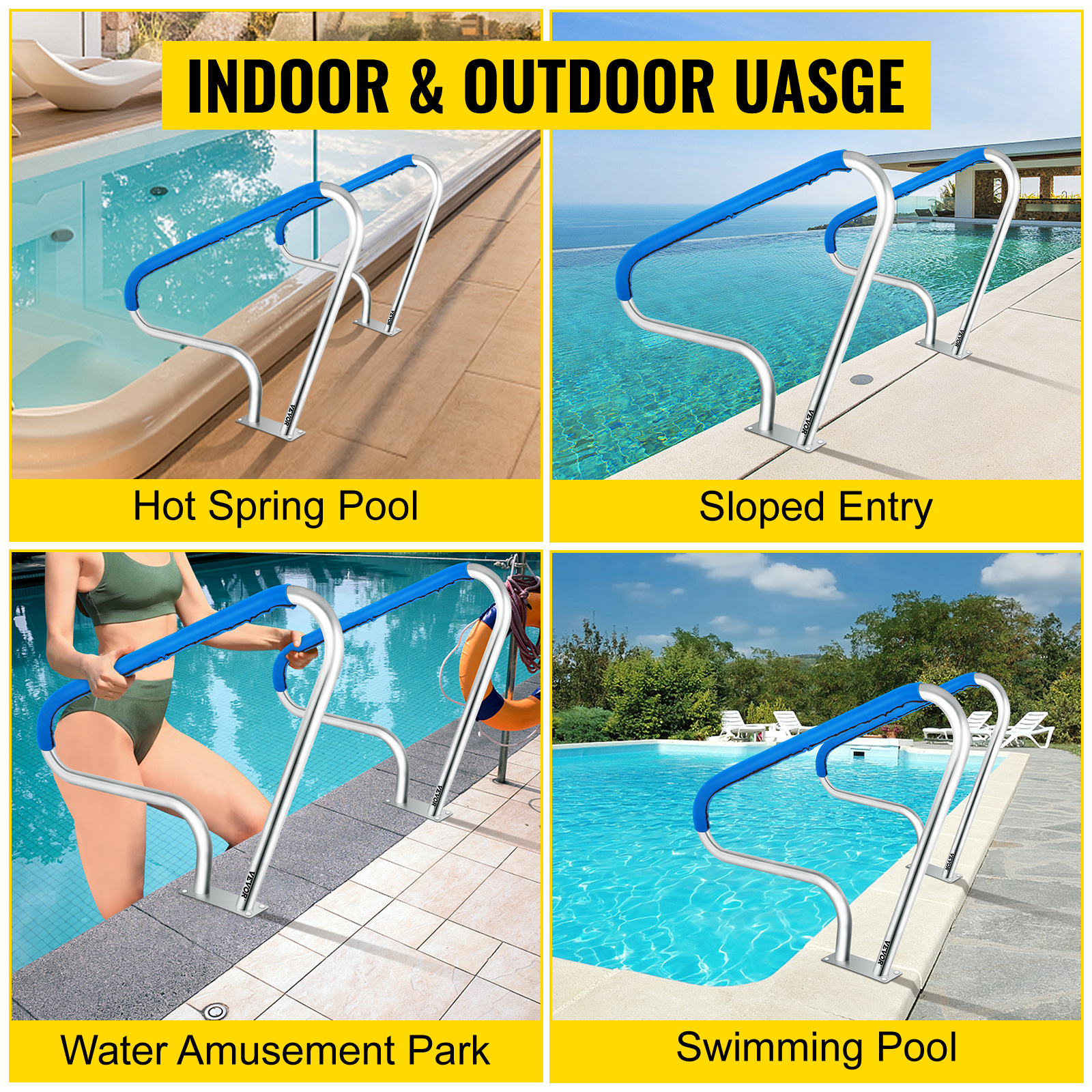 Copertura Per Corrimano Piscina Antiscivolo - 1,2m, In Poliestere Con Velcro - Protezione Per Mani Da Caldo E Freddo