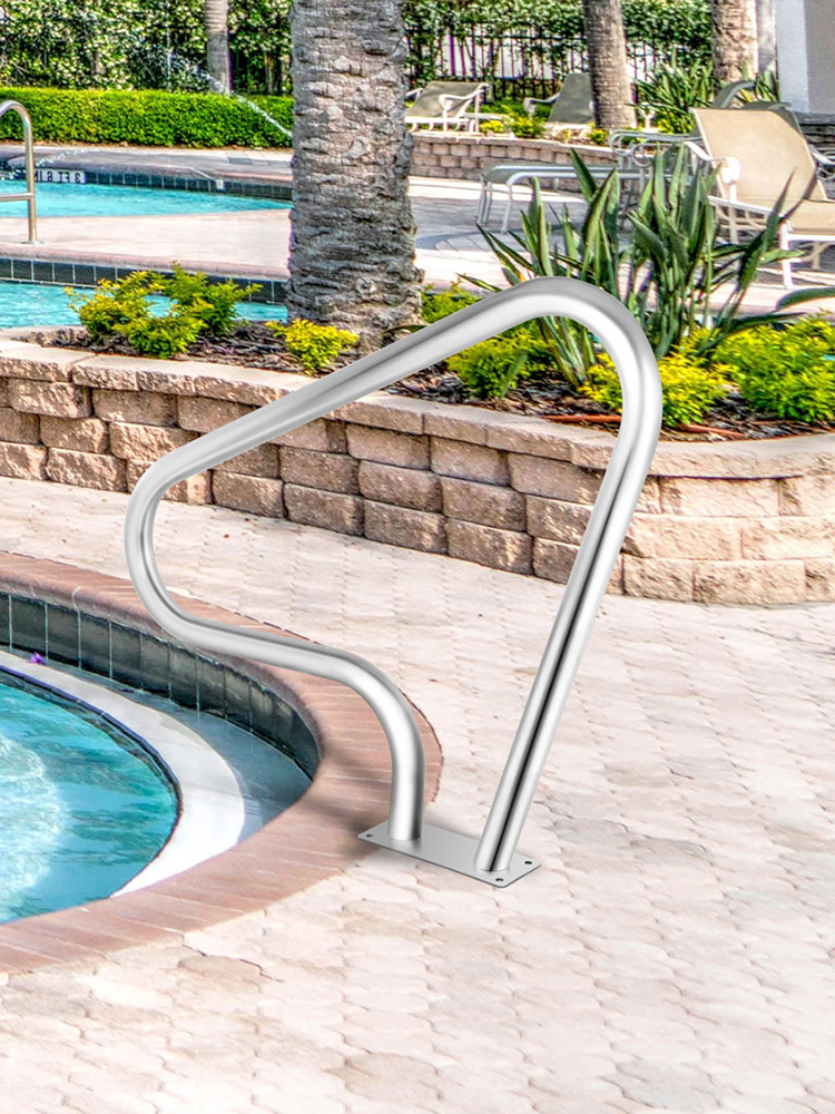VEVOR VEVOR Pool Rail 48x36 Pool Railing 304 Stainless Steel 250LBS Load  Capacity Silver Rustproof Pool Handrail Humanized Swimming Pool Handrail  with Blue Grip Cover & M8 Drill Bit & Self-taping Screws
