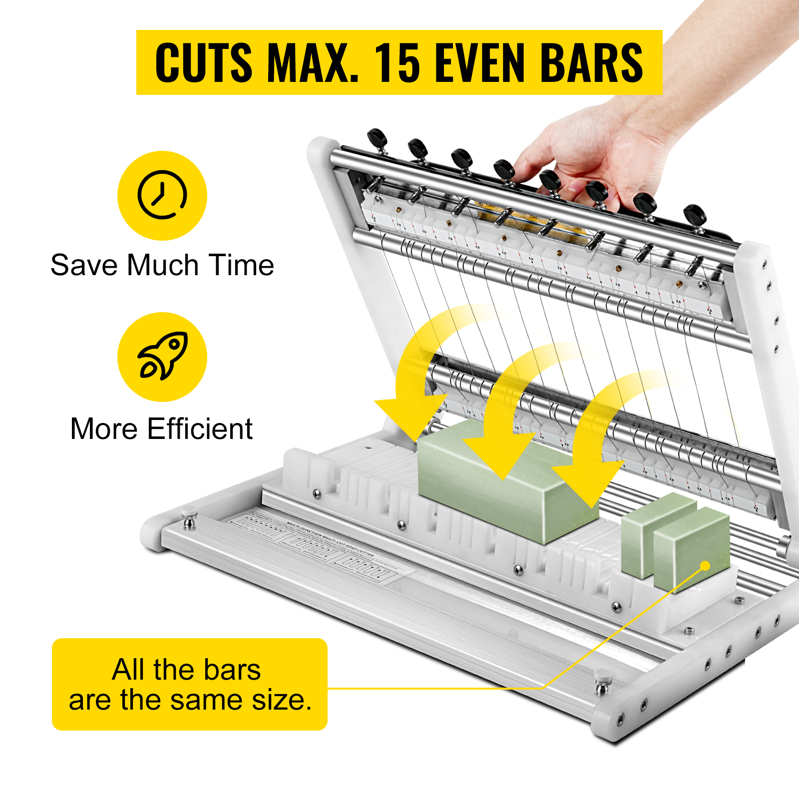 VEVOR VEVOR Multi Soap Cutter Soap Making Loaf Cutter Cuts 1-15 Bars  Adjustable Wires