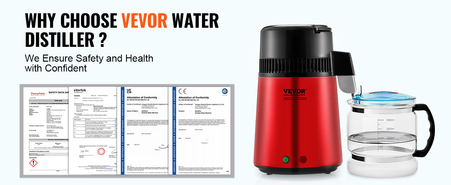 VEVOR Destilador de agua VEVOR, fabricante de agua destilada de 4