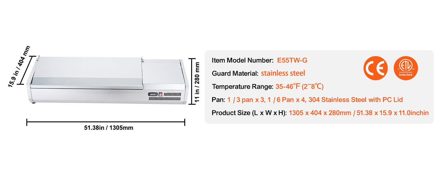 Countertop Refrigerated Prep Station,140W,Stainless Guard