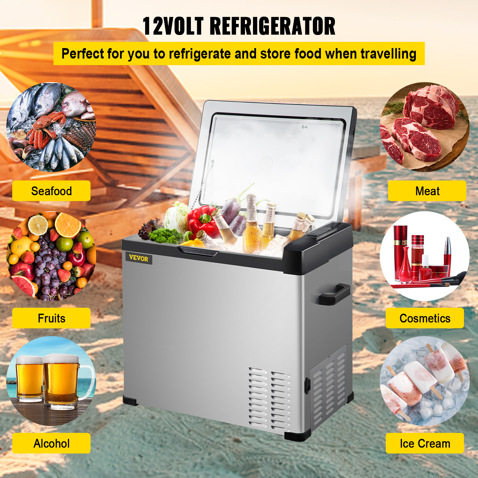 VEVOR Electric Cooler Car Camping Box Refrigerator 30-50L 60W Thermobox 12V
