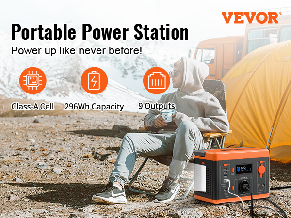 VEVOR Generador solar portátil de central eléctrica 999Wh 1000W con 12  puertos de carga