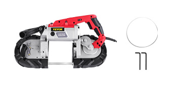 VEVOR Portable Band Saw, 5Inch Cutting Capacity Cordless BandSaw, Variable Speed Hand held Band Saw,10Amp Motor Portable Bandsaw, Deep Cut Bandsaw for Metal Wood Tubing Pipes Rebar and Plastic