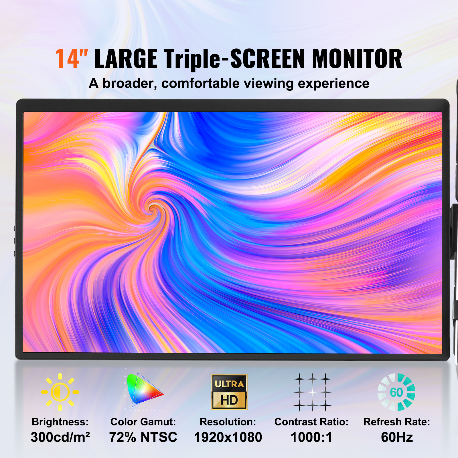 Laptop Screen Extender 14in HD 1080P Portable Monitor for 13"-17" Laptop - Picture 4 of 26